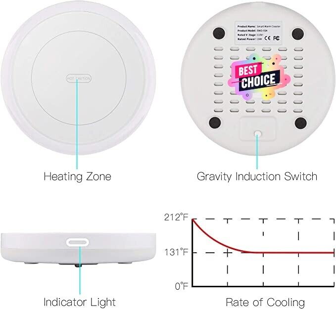 Calentador De Bebidas Con Auto Apagado Ideal Para Tazas De Café Leche Chocolate - Fresh Stock Dated February 2026
