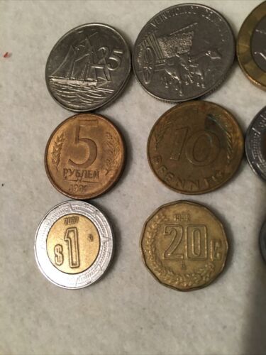 Lot Of 9 Forgein Coins/ Caymen Island/ Dominica Republic  Mexico/ Dates 70’s-90 - Fresh Stock Dated February 2026
