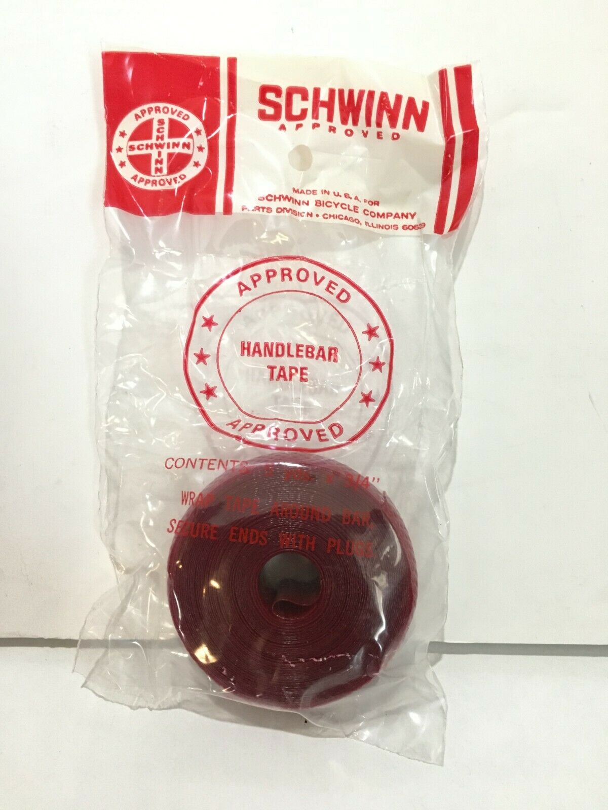 NIB Schwinn #09071 Handlebar tape Burgundy box of 10 - Fresh Stock Dated December 2025
