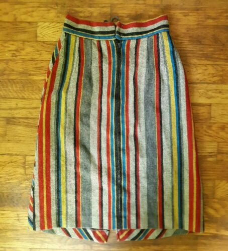Vintage 1960s 70s Bobbie Brooks Skirt Mod  Lace Up Grey Chevron Rainbow Stripe - Fresh Stock Dated February 2026