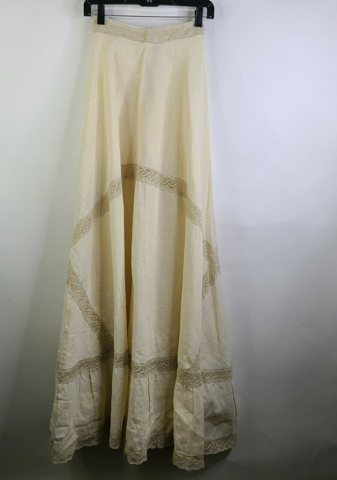 VTG French Victorian Lace Romantic Skirt Prairie Modest Gathered 24