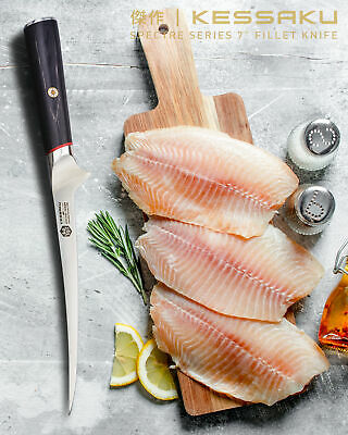 Kessaku 7-Inch Fillet Knife - Spectre Series - AUS-8 High Carbon Stainless Steel - Fresh Stock Dated December 2025