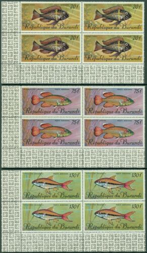 EDW1949SELL : BURUNDI 1967 Scott #C46-54 Fish. Blocks of 4. VF MNH. Catalog 6 - Fresh Stock Dated December 2025
