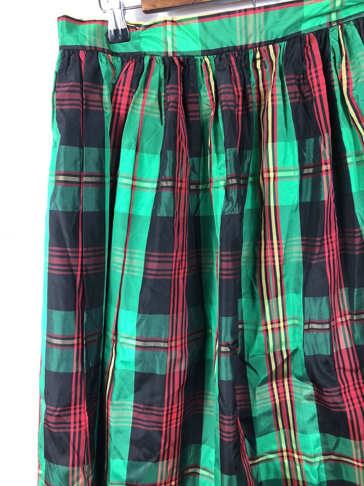 Vintage Les Wilk Taffeta Maxi Skirt 16 Plaid Green Red Yellow Black Christmas o - Fresh Stock Dated March 2026