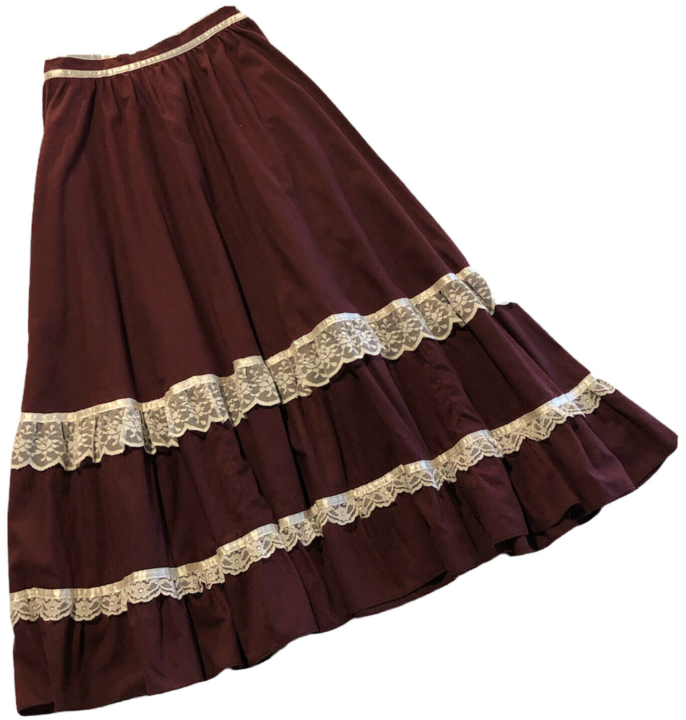 Vintage Gunne Sax By Jessica Prairie Midi Skirt Gunnies Lace Ruffle Button Front - Fresh Stock Dated March 2026