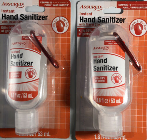 Assured Hand Sanitizer With Attachment For Bags/Purses/Backpacks 2ea 1.8oz Blts - Fresh Stock Dated February 2026