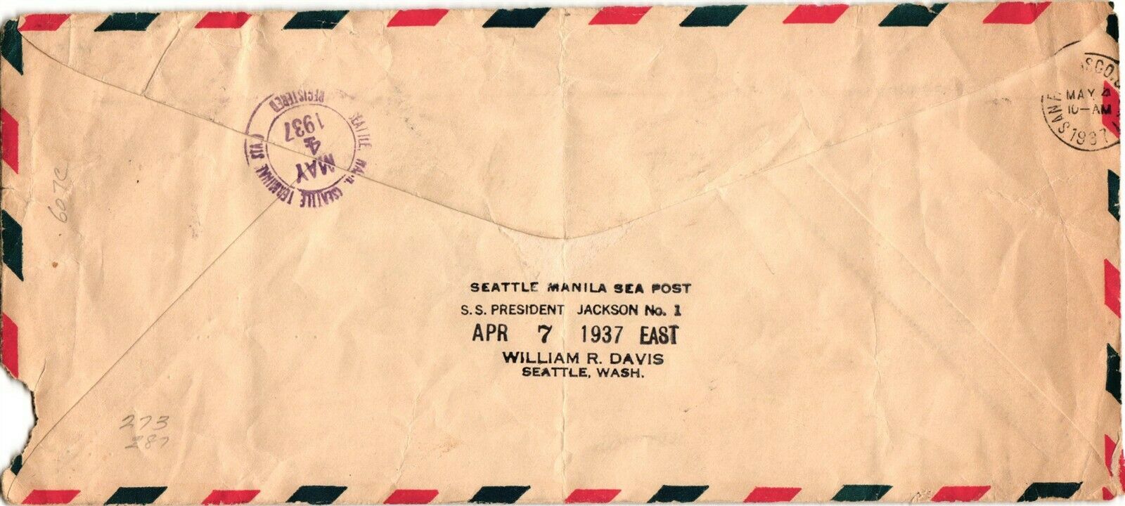 GP GOLDPATH: MACAU COVER 1937 AIR MAIL REGISTERED LETTER _CV684_P31 - Fresh Stock Dated February 2026