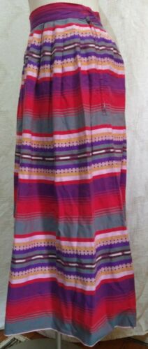 Vintage 1960s Justin McCarty Dallas Southwestern Stripe Print Gathered Skirt S/M - Fresh Stock Dated March 2026