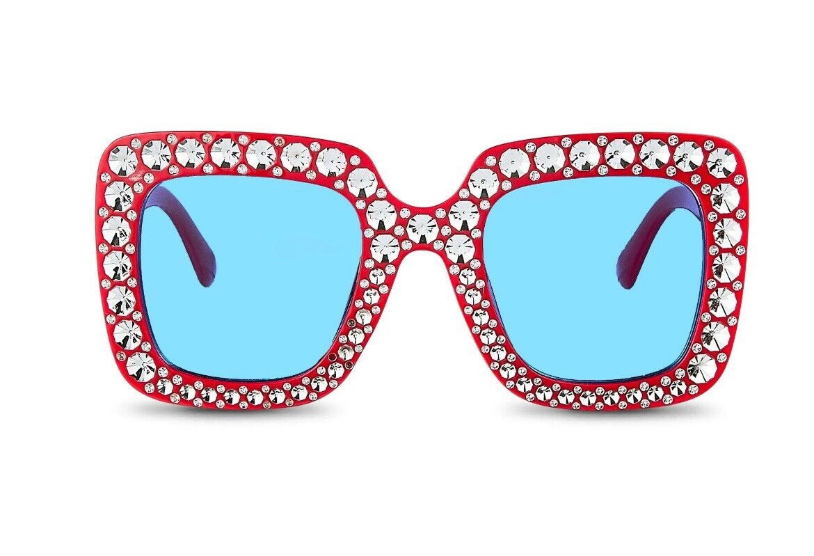 WAY TO CELEBRATE Patriotic Red Bling Costume Sunglasses Rhinestones Age 14+ - Fresh Stock Dated February 2026