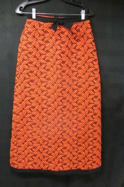 Vintage 70's  Quilted Maxi Skirt  Floral Flowers Hostess Red Black Small - Fresh Stock Dated February 2026