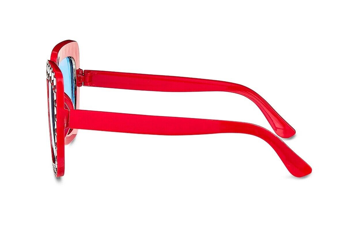 WAY TO CELEBRATE Patriotic Red Bling Costume Sunglasses Rhinestones Age 14+ - Fresh Stock Dated February 2026