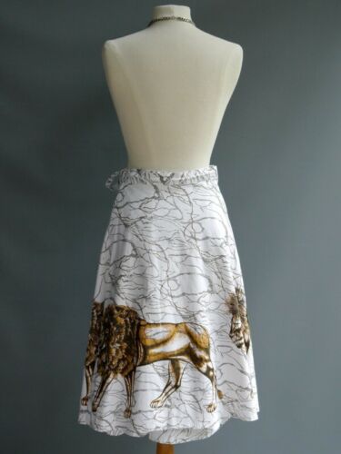 Stellar VTG 70s MGM VLV Lion Cotton Print Wrap Skirt Bold Mod Op Art Graphic M L - Fresh Stock Dated February 2026