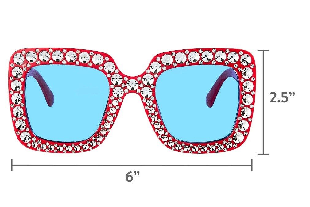 WAY TO CELEBRATE Patriotic Red Bling Costume Sunglasses Rhinestones Age 14+ - Fresh Stock Dated February 2026