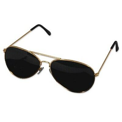 Aviator Sunglasses Aviators Style Sun Glasses Black Lens Gold Frame Mens Womens - Fresh Stock Dated December 2025