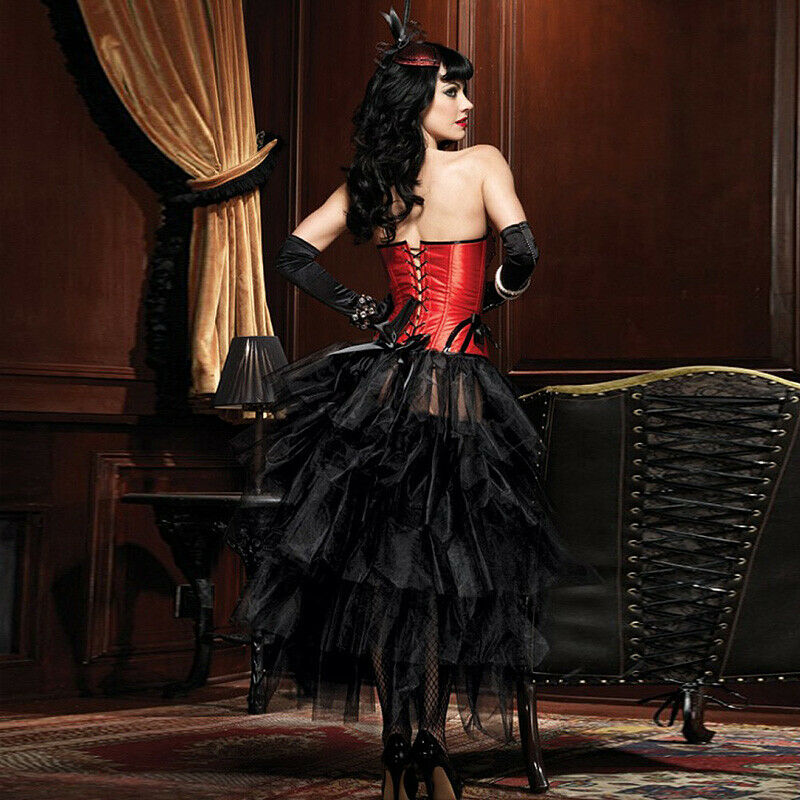 Long Black Tulle Burlesque High Low Bustle Over Skirt Dance Clubwear Costume - Fresh Stock Dated February 2026