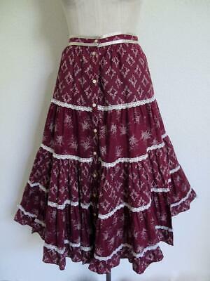Vtg 70s Gunne Sax Tiered Prairie Skirt S Purple Floral Buttons Jessica's Gunnies - Fresh Stock Dated March 2026