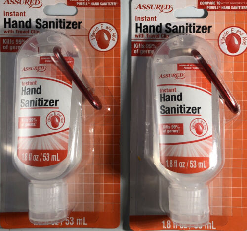 Assured Hand Sanitizer With Attachment For Bags/Purses/Backpacks 2ea 1.8oz Blts - Fresh Stock Dated February 2026