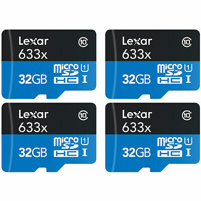 Lexar 4 Pack 32GB (128GB Total) MicroSDHC UHS-I Memory Cards + SD Adapter Bundle - Fresh Stock Dated February 2026