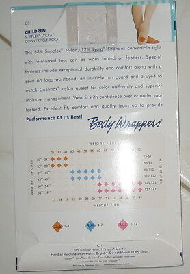 BODY WRAPPERS -CONVERTIBLE FOOT TIGHTS - SUNTAN - CHILD'S  SMALL/MEDIUM   4 - 7 - Fresh Stock Dated December 2025