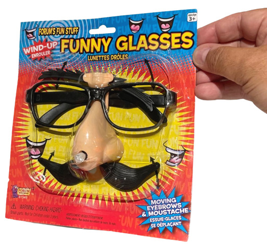 FUNNY WIND UP EYE GLASSES Moving Eyebrows Mustache Big Nose Joke Groucho Black - Fresh Stock Dated February 2026