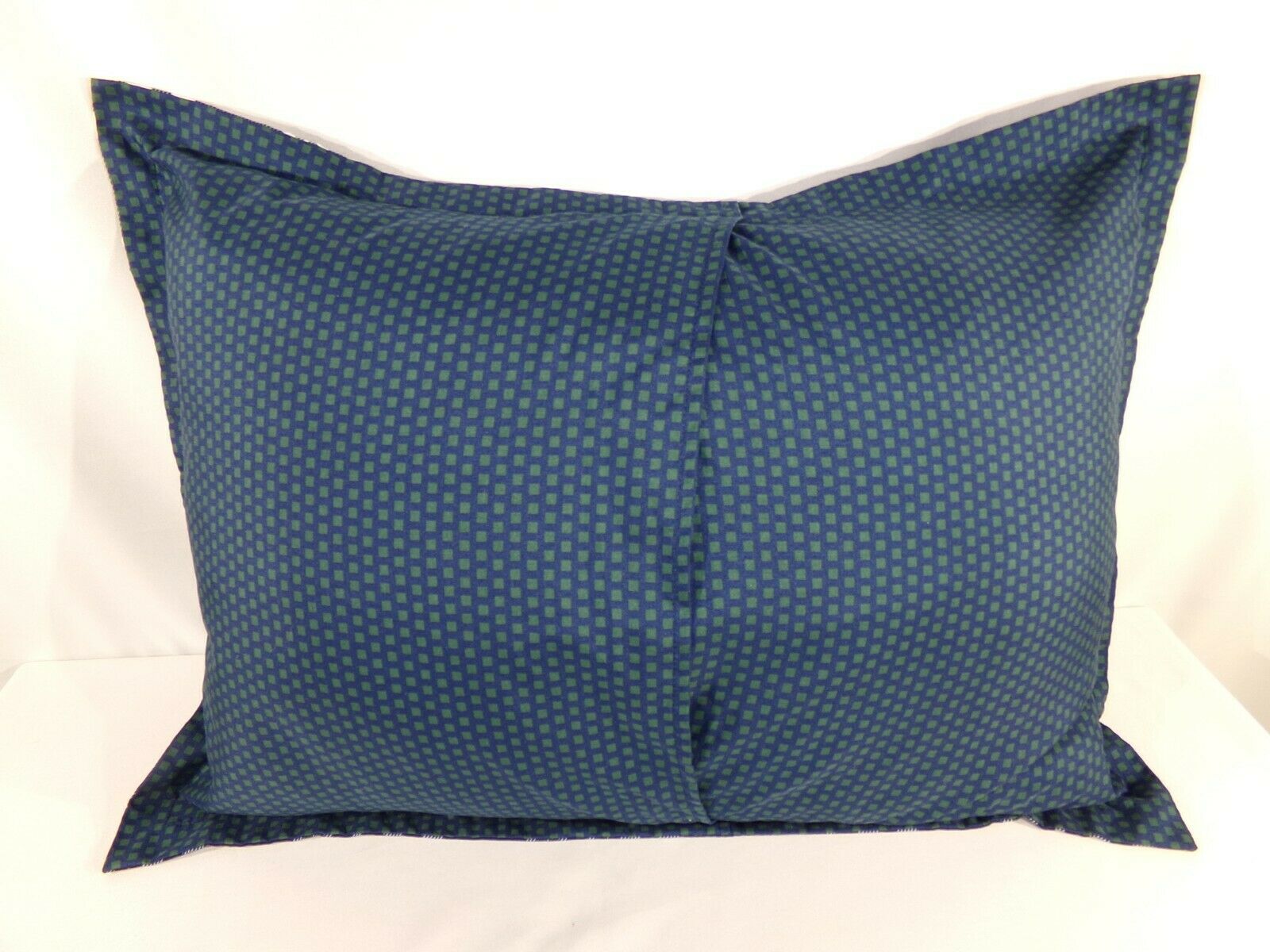 2 Navy White Green Yellow Madras Plaid STANDARD PILLOW SHAMS Twin Queen Covers - Fresh Stock Dated December 2025