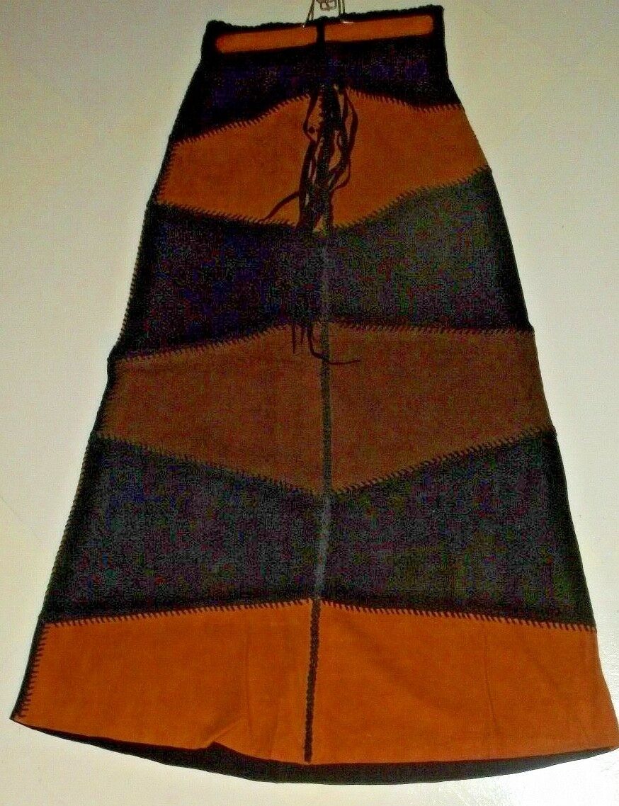 Vintage Long Leather Skirt Hippie Western Boho Mexico ropa de piel NOS c.1970's - Fresh Stock Dated December 2025