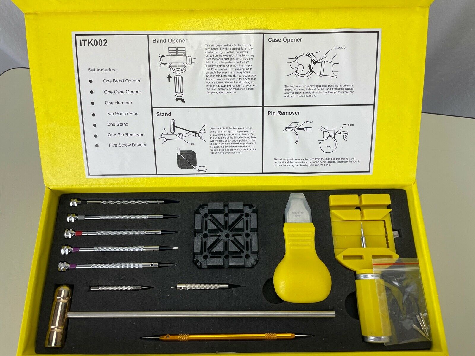 Invicta Watch Band link repair kit hammer punch pins screw drivers case ITK002 - Fresh Stock Dated December 2025