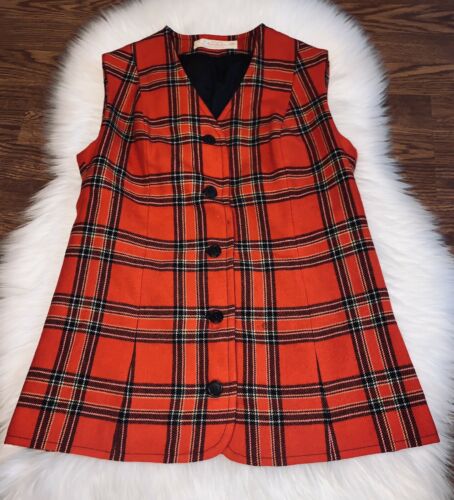 Vtg Young Pendleton Set Skirt Pants Vest Scarf Red Tartan Plaid Wool 9 10 11 12 - Fresh Stock Dated March 2026