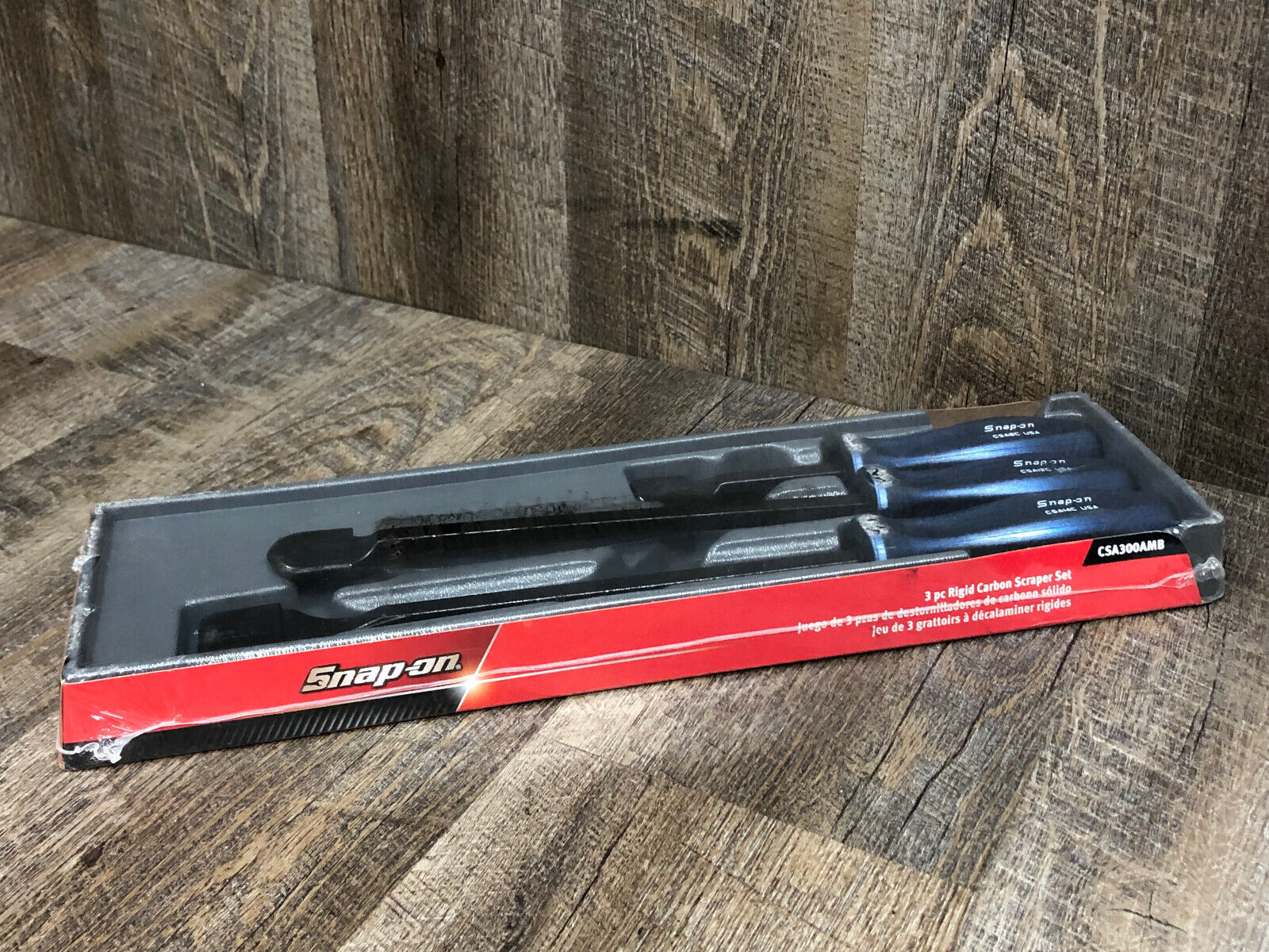 SEALED Snap On 3 Pc Rigid Carbon Scraper Set POWER BLUE Hard Handle CSA300AMB - Fresh Stock Dated February 2026