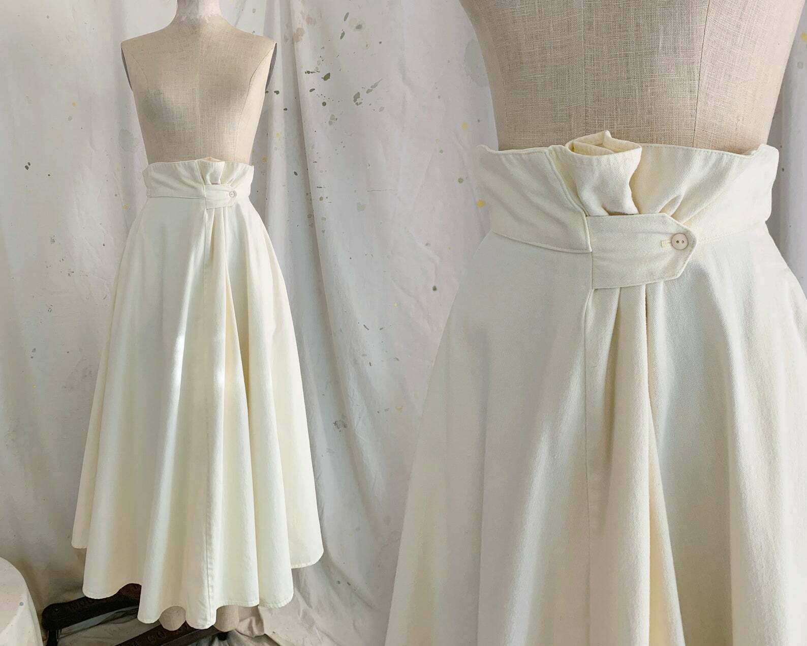 VTG 80s JIMMY'Z PaperBag Waist Cream Cotton Skirt sz S - M RARE / Surf Skate USA - Fresh Stock Dated February 2026