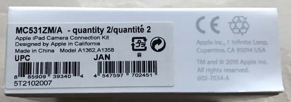 Apple iPod Camera Connection Kit - Fresh Stock Dated February 2026