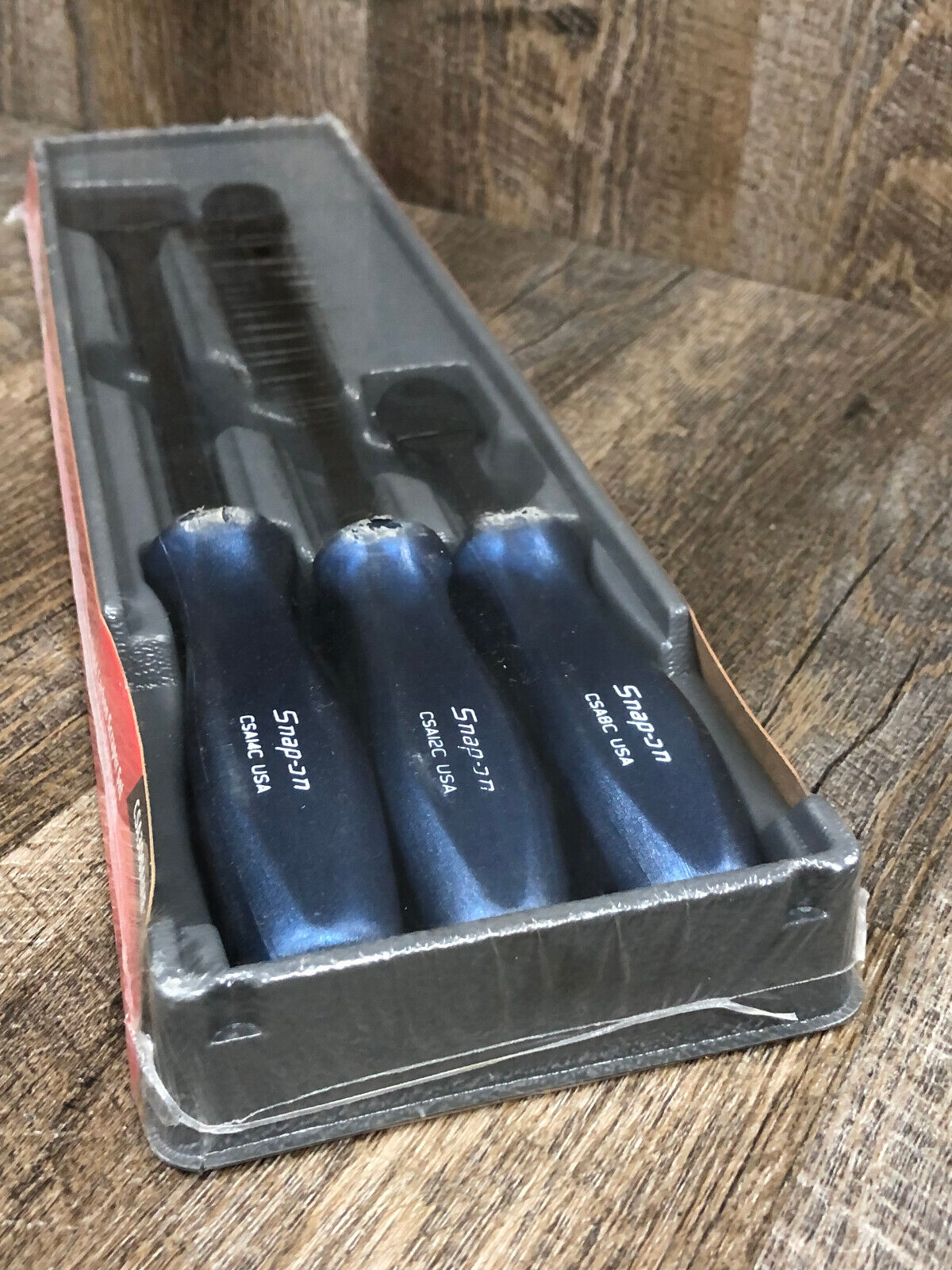 SEALED Snap On 3 Pc Rigid Carbon Scraper Set POWER BLUE Hard Handle CSA300AMB - Fresh Stock Dated February 2026