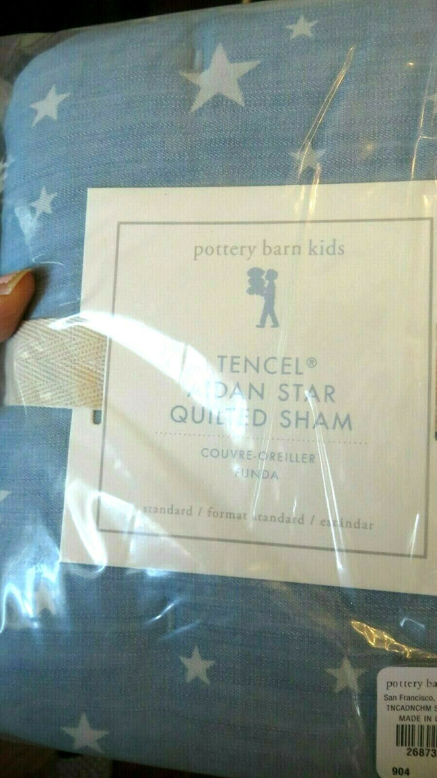 Pottery barn Star Quilted Sham Pillow cover Tencel Aidan denim blue air America - Fresh Stock Dated December 2025