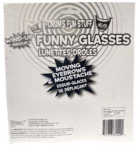 FUNNY WIND UP EYE GLASSES Moving Eyebrows Mustache Big Nose Joke Groucho Black - Fresh Stock Dated February 2026