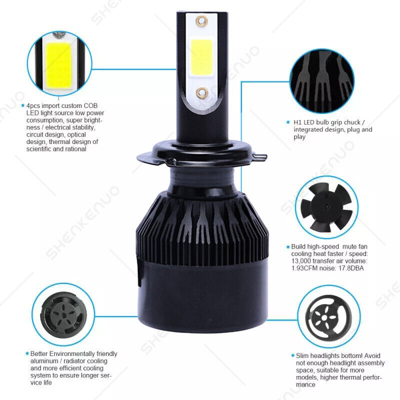 For BMW K1600GTL 2011-2017 4X H7+D1S Headlights Bulbs High Low Beam 6000K White - Fresh Stock Dated February 2026