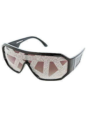 Crazy Lines Black Shield Sunglasses With Silver Stripes Macho Man Randy Savage - Fresh Stock Dated February 2026