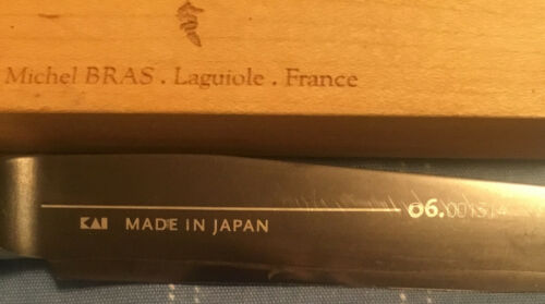 NEW UNUSED Michel Bras #7 Steak Knife Made Japan Maple Sheath PakkaWood Handle - Fresh Stock Dated December 2025