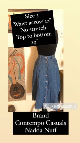 Vintage 90s Denim Button Down Skirt Contempo Casuals Nada Nuff Size 3 Petite - Fresh Stock Dated March 2026