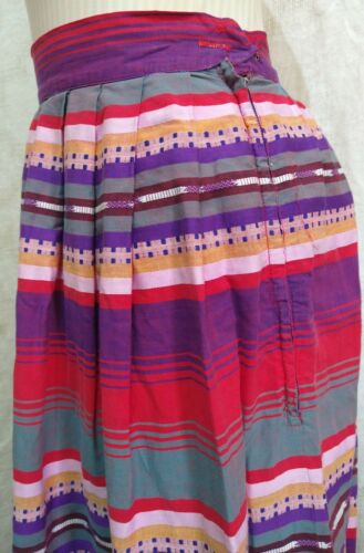Vintage 1960s Justin McCarty Dallas Southwestern Stripe Print Gathered Skirt S/M - Fresh Stock Dated March 2026