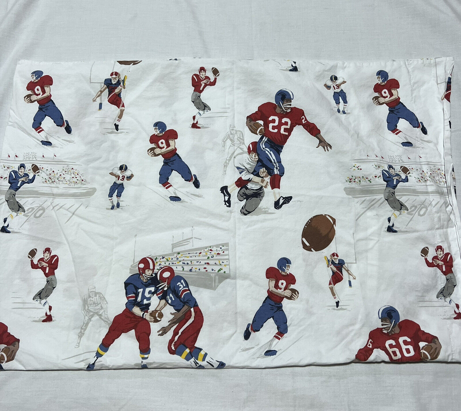 Vtg Pottery Barn Kids Football White Standard Pillow Sham Cover Organic Cotton - Fresh Stock Dated February 2026