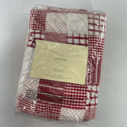 Pottery Barn Kids Pillow Sham Quilted Patchwork Red White Cotton NEW - Fresh Stock Dated December 2025