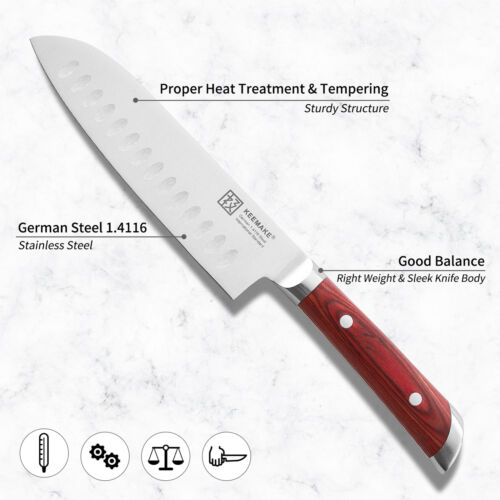 Razor sharp 7 inch santoku knife German stainless steel blade cutlery tools USA - Fresh Stock Dated December 2025