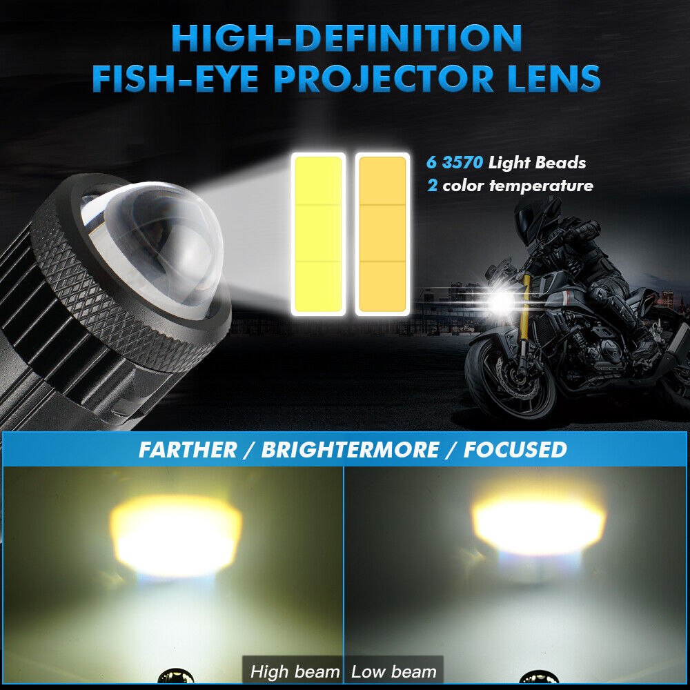 H6 BA20D LED Projector Lens Motorcycle Headlight Bulb Hi/Lo Beam 3000K/6500K 1x - Fresh Stock Dated February 2026