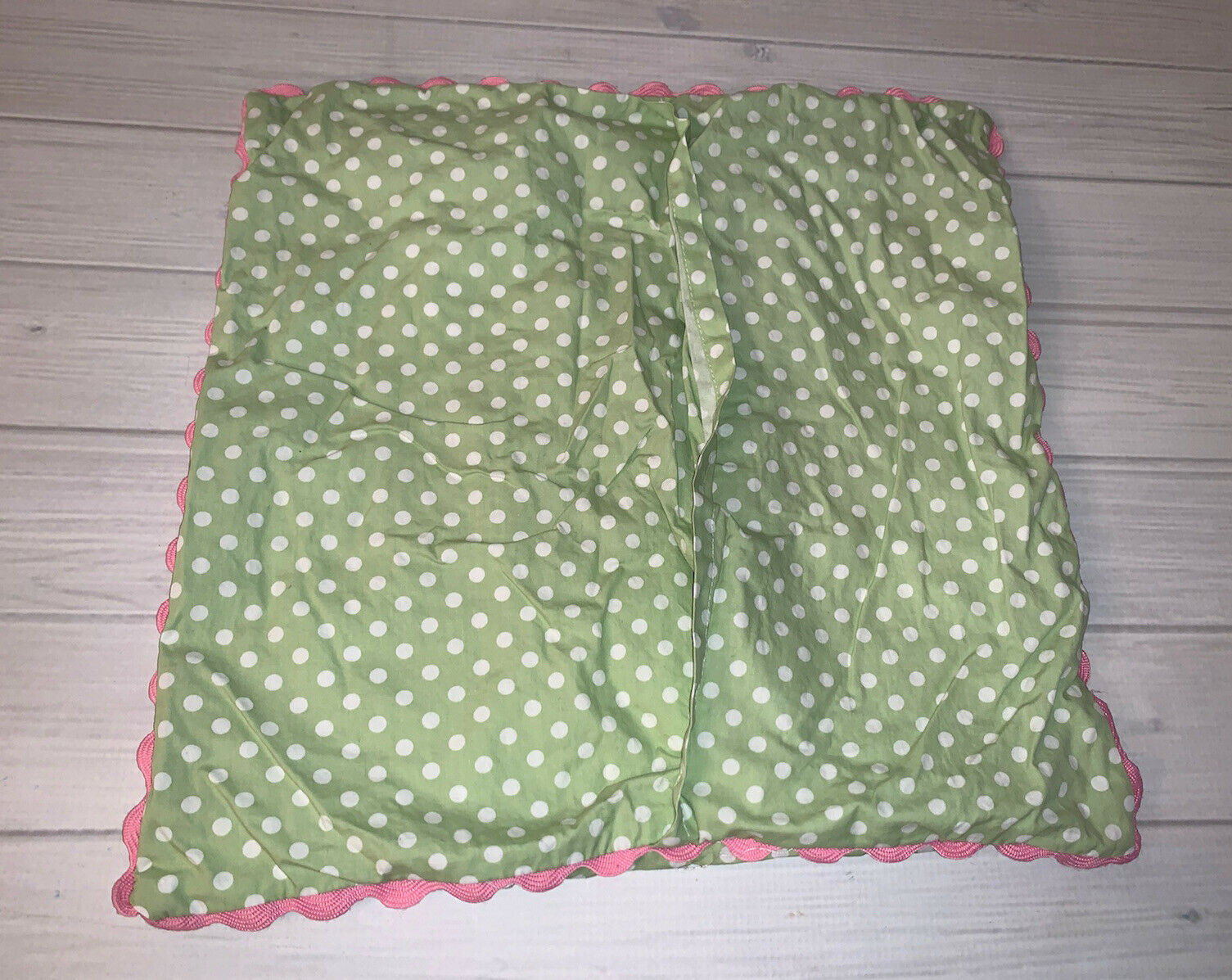Pottery Barn Kids Wish Ric Rac Decorative Sham 16 x 16” Green Pink Dots - Fresh Stock Dated January 2026
