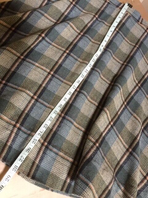 70s BLUE PLAID WOOL A LINE CIRCLE SKIRT VINTAGE SIZE 11 BLUE, OLIVE, GREY - Fresh Stock Dated March 2026