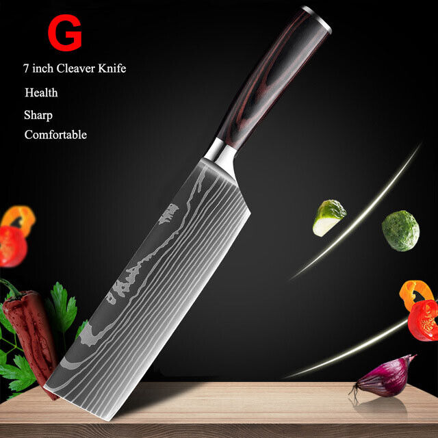 Kitchen Knife Set Japanese Damascus Pattern Stainless Steel Chef Knife Sharpener - Fresh Stock Dated February 2026