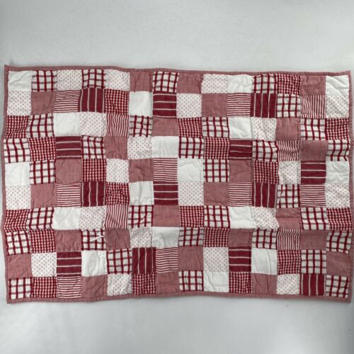 Pottery Barn Kids Pillow Sham Quilted Patchwork Red White Cotton NEW - Fresh Stock Dated December 2025