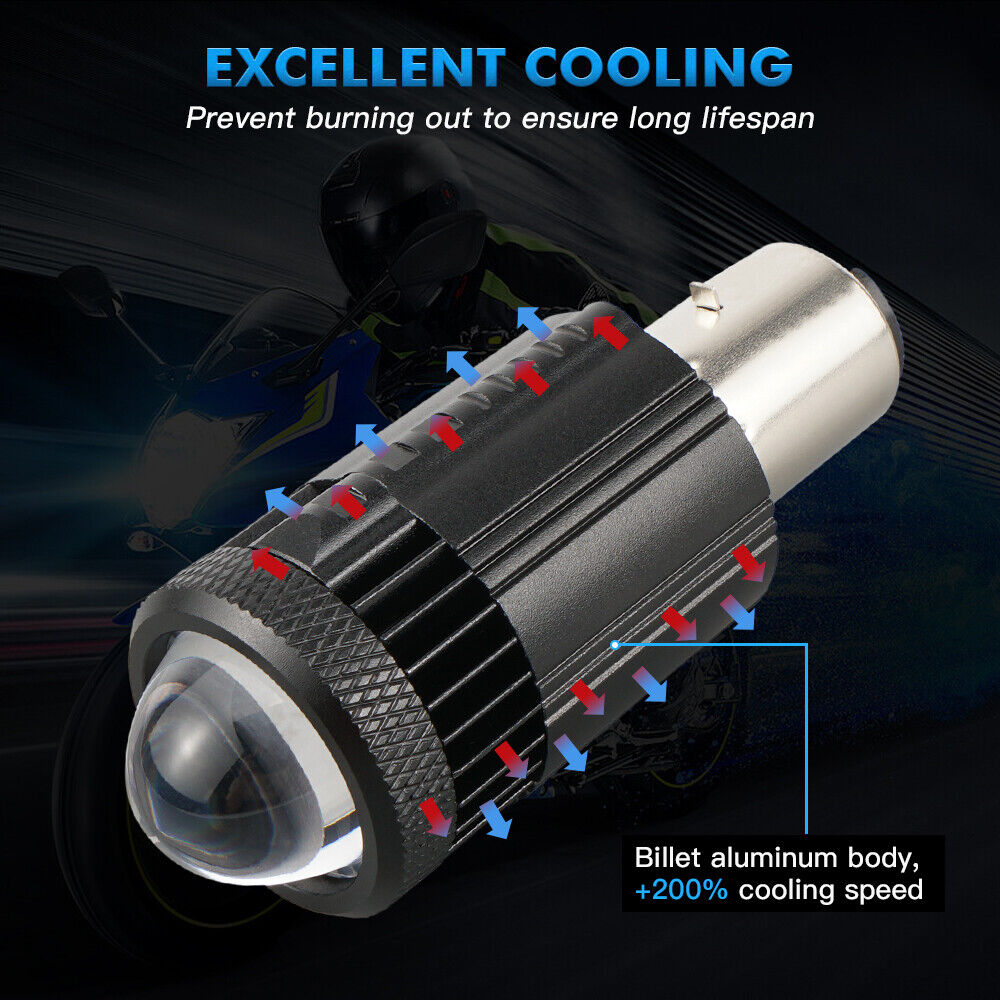 H6 BA20D LED Projector Lens Motorcycle Headlight Bulb Hi/Lo Beam 3000K/6500K 1x - Fresh Stock Dated February 2026