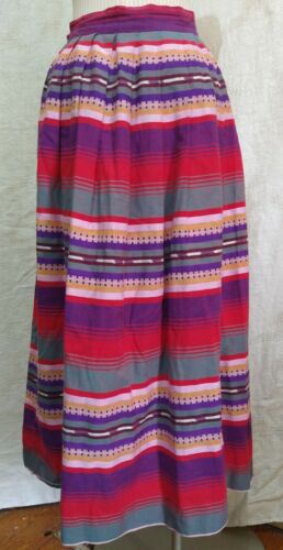 Vintage 1960s Justin McCarty Dallas Southwestern Stripe Print Gathered Skirt S/M - Fresh Stock Dated March 2026
