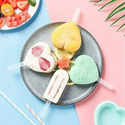 Detsnik Ice Pop Molds Silicone Popsicle 4 Cavities Homemade Cream Heart Reusable - Fresh Stock Dated February 2026